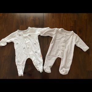 SOLD Set of two NB magnetic footie PJs